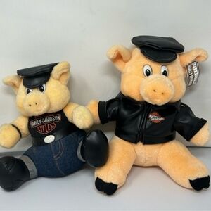 Harley-Davidson Biker Pig Plush Duo - Black and Tan